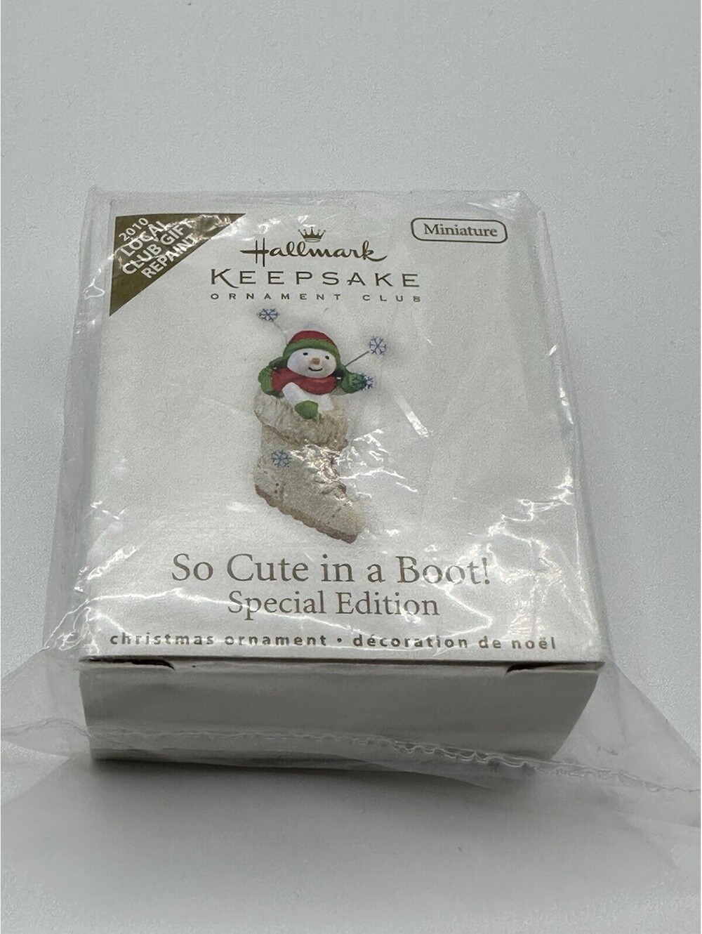 2010 So Cute in a Boot Snowman Hallmark Keepsake Ornament Club Miniature QXC9053